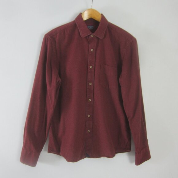 Untuckit Mens Medium Maroon Red Cotton Flannel LS Button Shirt Classic Preppy - Picture 1 of 5